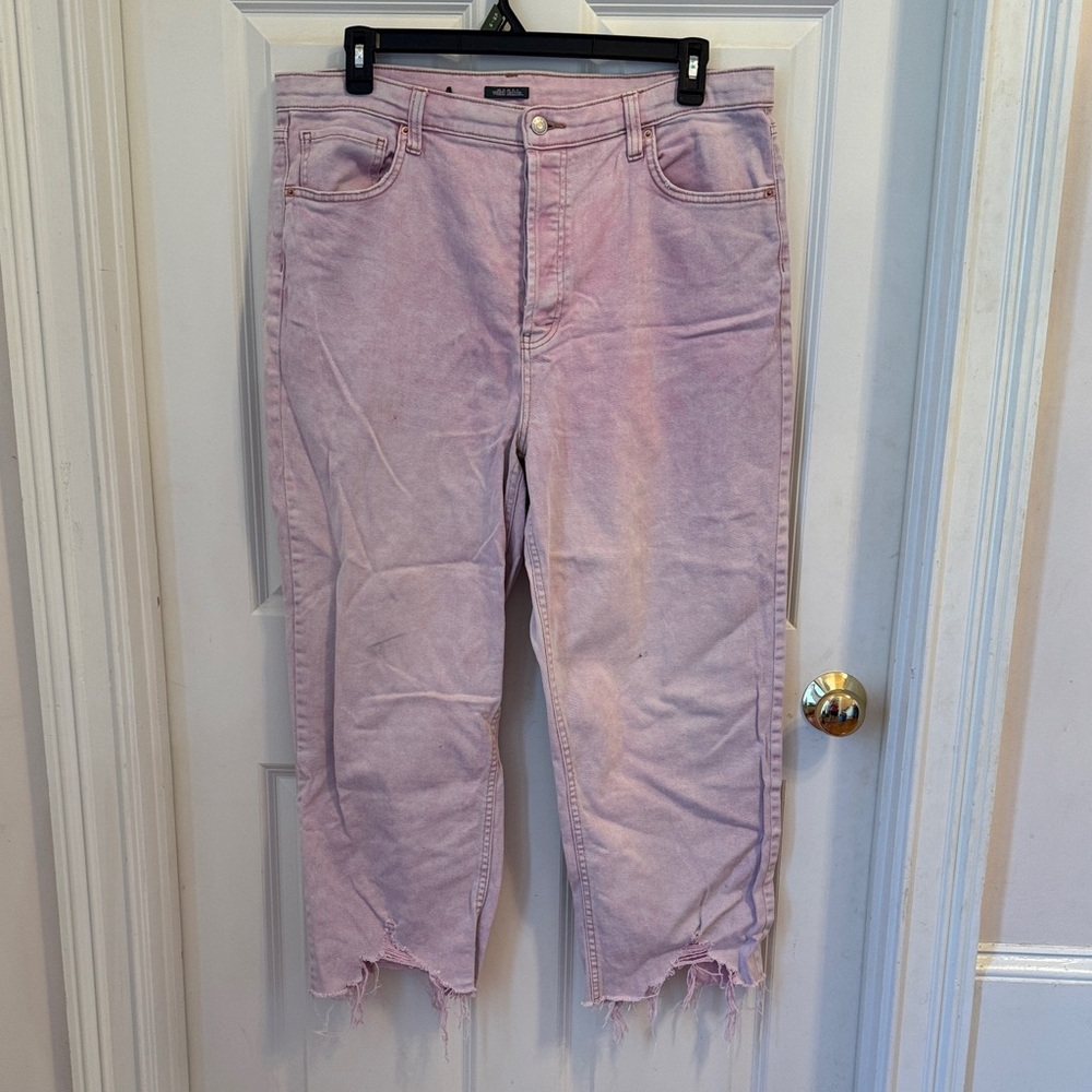Women's Pink Distressed Jeans. A-11